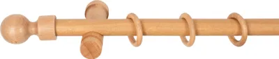 Produktbild von SN Deco - Stilgarnitur Gardinenstange Vorhangstange Giro, Holz, moderner Träger, 28 mm, 1-Lauf, Komplettset mit Ringen, Farbe Eiche, 320 cm (2x160 cm)