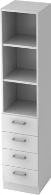 Produktbild von bümö office Schubladen Kombi - 4 Schübe - Nachbildung: Weiß, Griff: Chromgriff (Metall)