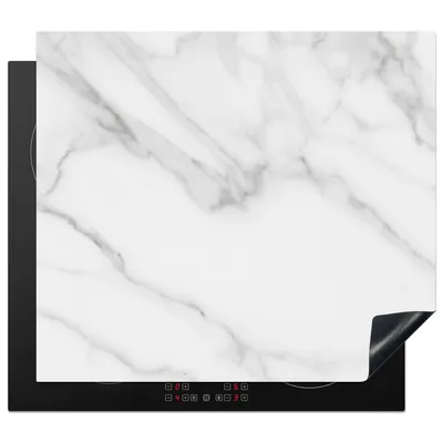 Obrázek produktu pro KitchenYeah® Kryt varné desky mramor - strukturovaný - bílý - šedý - kámen - mramorový vzhled, 59x52cm, dekorace do kuchyně, keramický kryt varné desky, kryt varné desky