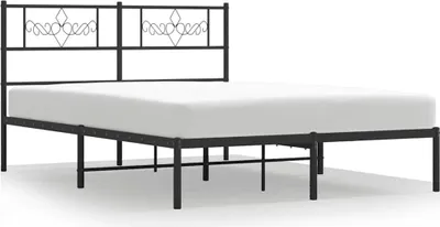 Produktbild von vidaXL Bettgestell mit Kopfteil Metall Schwarz 135x190 cm