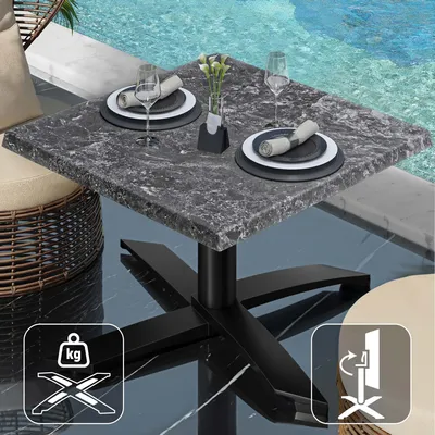 Produktbild von WTG | Jamaika Loungetisch | B: T: H:  60 x 60 x 37 cm | Felsen / Schwarz | Klappbar | Zusatzgewicht | Bistro Loungetisch Gastro Tisch
