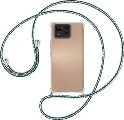 Produktbild von Handykette Backcover-Schutzhülle mit Band (Metall silberfarben) für Asus Zenfone 11 Ultra - grün/blau/weiß
