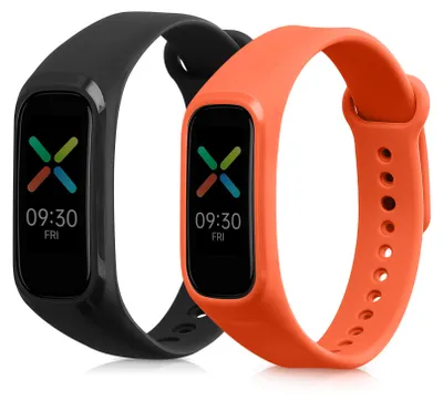 Produktbild von kwmobile 2x Uhrenarmband für Oppo Band Sport Armband - Fitnesstracker Band Set aus TPU Silikon - Ersatzarmband Smartwatch - Schwarz Orange