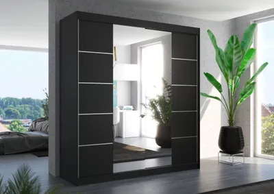Obrázek produktu pro Skříň se zrcadlem 200 cm HAVELA - černá