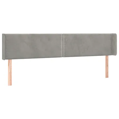 Produktbild von vidaXL Kopfteil mit Ohren Hellgrau 203x16x78/88 cm Samt