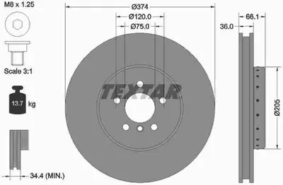 Produktbild von TEXTAR Bremsscheibe Artikel: 92266025
