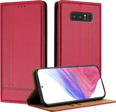 Obrázek produktu pro Pouzdro pro Samsung Galaxy Note 8 kožené flipové pouzdro s funkcí stojánku červené