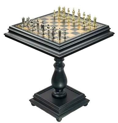 Produktbild von Exklusiver Italfama Schachtisch mit "Camelot Medio" 9 cm Metallfiguren & Damesteinen