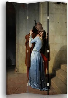 Produktbild von Paravent - Raumteiler Der Kuß - Francesco Hayez - Dekorativer Raumtrenner cm. 110x150 (3 x)