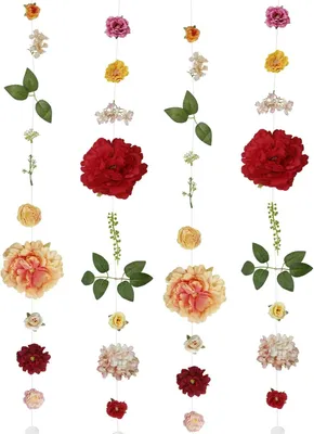 Imagen del producto de Guirnaldas de flores artificiales, 2 unidades, con 19 flores, de colores variados, para decoración