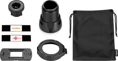 Produktbild von Godox AK-R21 Kamera-Blitzprojektor-Set mit 65-mm-Projektionsobjektiv + Montageadapter fuer Rundkopfblitz + Diabox + 2 Dias + Aufbewahrungstasche fuer Godox AD100/ AD100 Pro/ AD200/ AD200 Pro/ V1-Serienblitze