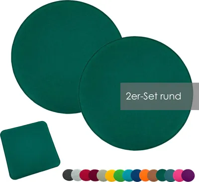 Produktbild von heimtexland ® Sitzkissen Set Filz Stuhlkissen Stuhlauflage Filzkissen Stuhl Polster Kissen Typ631 2er Set 35 cm Rund Tannengrün