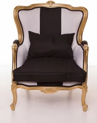 Produktbild von Casa Padrino Luxus Barock Sessel Schwarz / Weiß / Gold Möbel - Luxury Hotel Collection
