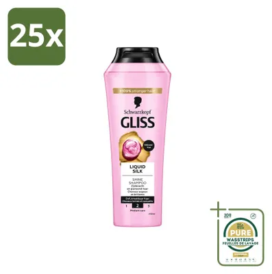 Produktbild von 25 x Schwarzkopf Gliss Liquid Silk Shampoo für glänzendes Haar - 250 ml - Vorratspackung - 25 Stücke