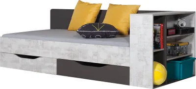 Produktbild von Furniture24 Bett 90x200 cm Tablo TA12 mit 2 Schubladen Regal und Taschenfederkernmatratze