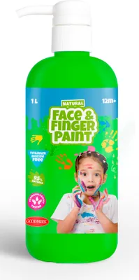 Imagen del producto de Pintura facial y para dedos, color verde, no tóxica, lavable, 1000 ml