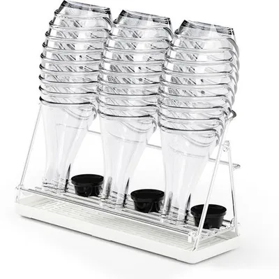 Produktbild von Rostfreier Stahl-304-Flaschenhalter für Sodastream, falten Sie zusammen, Flaschenstander für das Ausgießen, Flaschenhalter für die Spülmaschine, Torte-Organizer mit abnehmbarer Schublade
