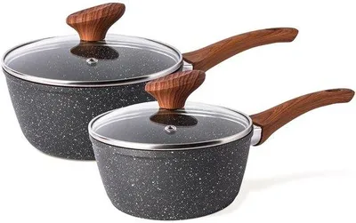 Immagine prodotto di Set di steelpan a induzione - Superficie in marmo - Set da 2 pezzi - 16 cm e 18 cm