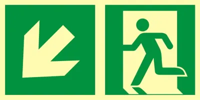 Produktbild von Wegbeschreibung zum Notausgang unten links 300x150 Tafel + Aufkleber
