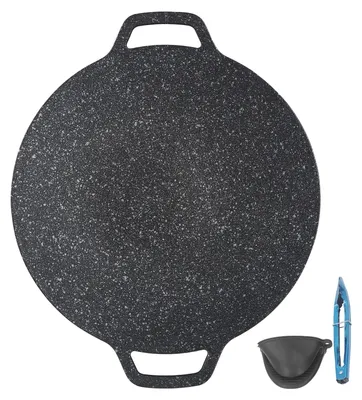 Obrázek produktu pro Korejská grilovací pánev, kulatá, s vysokou tepelnou vodivostí, snadno omyvatelná grilovací deska pro vaření uvnitř i venku, 38 cm