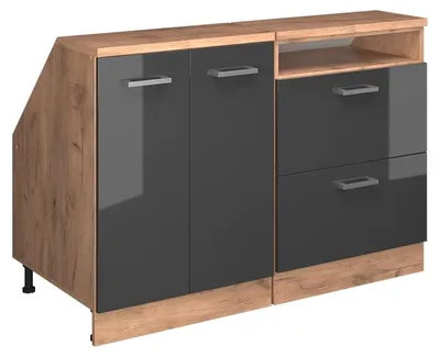 Produktbild von Küchenschrank für Dachschrägen Vicco R-Line Anthrazit Hochglanz 120 cm 2er Set Schrankkorpuss 60 cm Tiefe, Model 60053