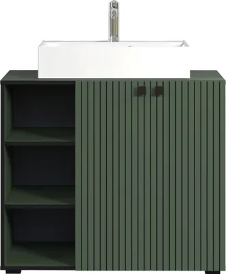 Image de PureBliss meuble sous lavabo avec lavabo vert.