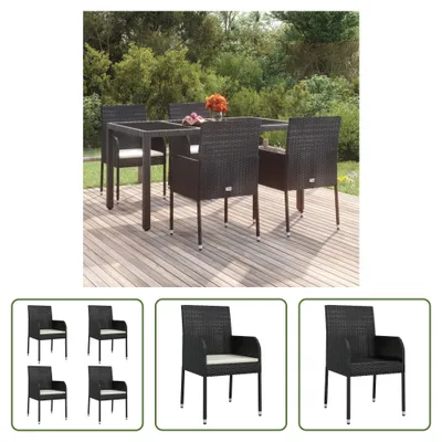 Produktbild von The Living Store Gartenstühle mit Kissen 4 Stk. Poly Rattan Schwarz