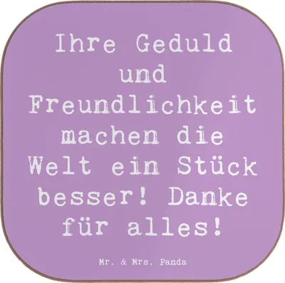 Produktbild von Mr. & Mrs. Panda Untersetzer für Gläser Spruch Erzieher-Dank - Lavendeltraum - Geschenk, Glas, Tasse, Wertschätzung, Tassenuntersetzer, Danke sagen, Geborgenheit, Coaster