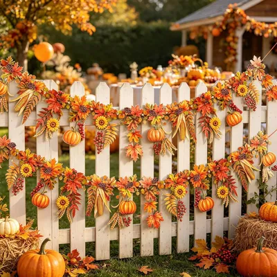 Produktbild von Herbstgirlande 2 Stück 3m PET Orange mit Ahornblatt Motiv