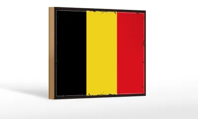 Produktbild von Holzschild Flagge Belgien 18x12cm Retro Flag of Belgium