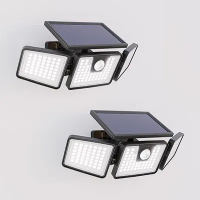 Image de HOFTRONIC - Appliques murales solaires 7W IP44 6500K Lot de 2 Noir