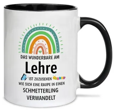 Immagine prodotto di Tazza da caffè con la scritta: "La cosa meravigliosa dell'insegnamento è assistere alla trasformazione di un bruco in una farfalla" - Regalo per insegnanti ed educatori, 350 ml, Vetroceramica