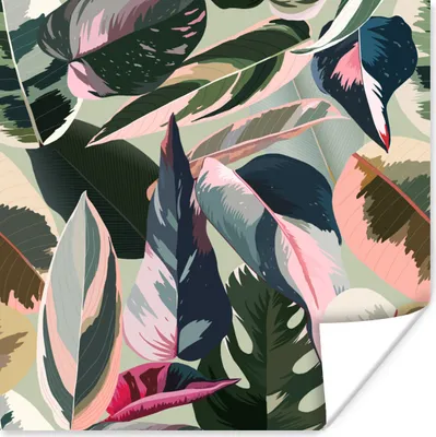 Produktbild von MuchoWow® Poster Tropisch - Blau - Rosa 100x100 cm - Babyzimmer