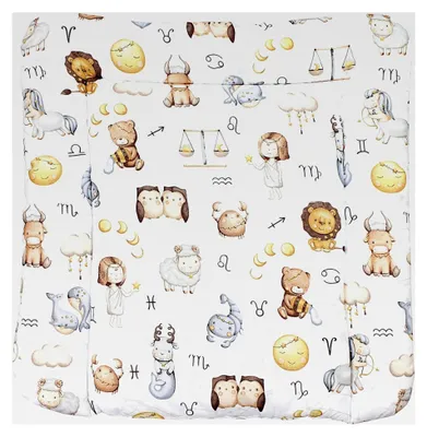 Produktbild von Wickeltischauflage für Babys mit Baumwollbezug, gemustert, Farbe: Tierkreiszeichen, Größe: 70 x 60 cm