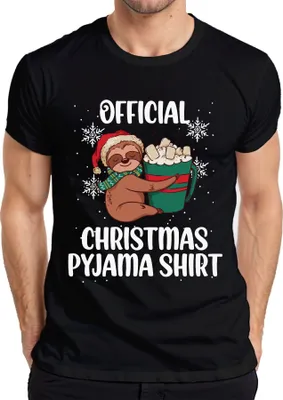 Produktbild von Official Christmas Pyjama Faultier - Weihnachten Weihnachtsgeschenk Christmas Herren T-Shirt, Schwarz, M