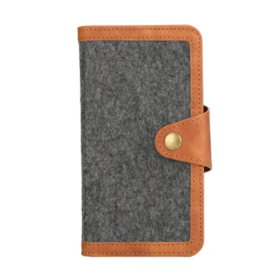Produktbild von K-S-Trade Schutzhülle Handyhülle kompatibel mit Xiaomi 13T Pro Filz Hülle Kunst-Leder dunkelgrau braun (1x)