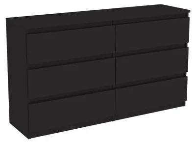 Produktbild von Schwarze Kommode mit Schubladen, 140 cm, 6 Schubladen, für Schlafzimmer und Wohnzimmer HERSTELLER