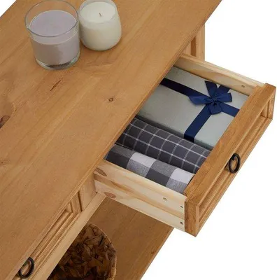 Immagine prodotto di Azomor: elegante consolle in stile messicano con cassetti e ripiano