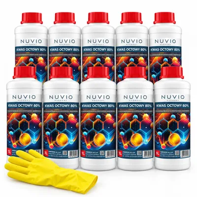 Zdjęcie produktu dla Kwas octowy 10L ESENCJA OCTOWA 80% (10L) 10x1L NUVIO  + gratis
