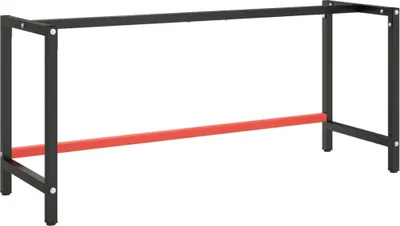 Produktbild von "im Angebot" Werkbankgestell Mattschwarz und Mattrot 180x57x79 cm Metall - Tischbeine CC974