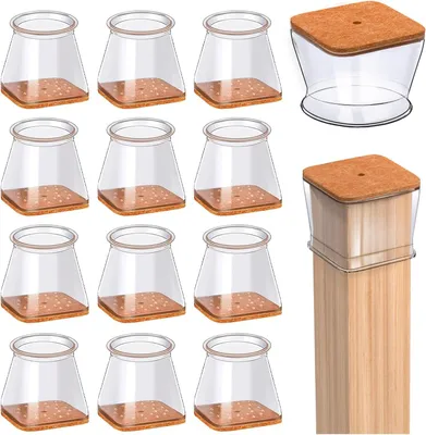 Produktbild von Stoelpootdoppen Silikon mit Filz, quadratisch, 16 Stück, 20-27 mm, für Möbel