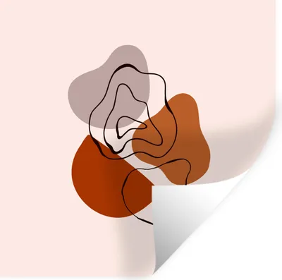 Produktbild von MuchoWow® Wandtattoo Wandsticker Wandaufkleber Strichzeichnung - Abstrakt - Rosa 30x30 cm Selbstklebend und Repositionierbar - Repositionierbar - Wasser abweisend