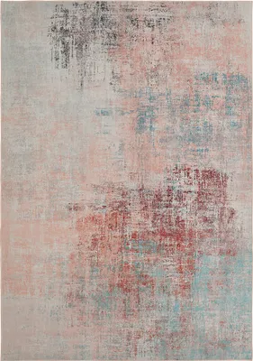 Produktbild von Teppich Wohnzimmer Grau-Lachs 160 x 230 cm, Kurzflor Teppich Abstrakt, Designteppich Modern