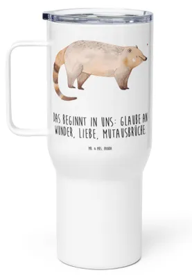 Produktbild von Mr. & Mrs. Panda thermosbecher Nasenbär - Weiß - Geschenk, Bär, Nasenbären, Lustige Sprüche, Kaffee-Thermobecher, Trinkgefäß, Rüsselbär, Thermobecher, Teetasse