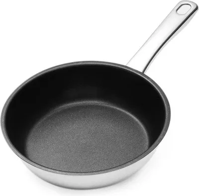 Zdjęcie produktu dla Patelnia ze stali nierdzewnej 20 cm, stal 18/10, z powłoką nieprzywierającą, bez , nadaje się do wszystkich rodzajów kuchenek, w tym indukcyjnych, można używać w piekarniku.