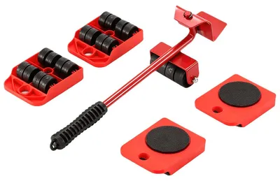 Produktbild von Möbelheber & Transportroller Set – 5-teilig, Möbelgleiter für schwere Möbel, 4 Rollen + 1 Lastenheber, 360° drehbar
