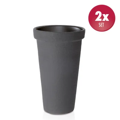 Produktbild von Set: 2 x XXL Pflanzkübel 'Flower Tower' mit Einsatz, Höhe 63 cm (Anthrazit)