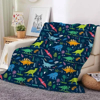 Imagen del producto de Manta suave con diseño de dinosaurio para niños, 130 x 150 cm