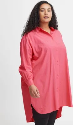 Produktbild von fransa FPVIBI Damen lange Bluse Hemdbluse mit Knopleiste und Kragen