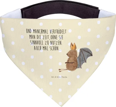Produktbild von Mr. & Mrs. Panda Bandana Fledermaus Sitzen - Gelb Pastell - Geschenk, Halstuch Hund, Für Hunde, Hundeschal, Entspannen, Lustige Sprüche, Fledermäuse, Motivation